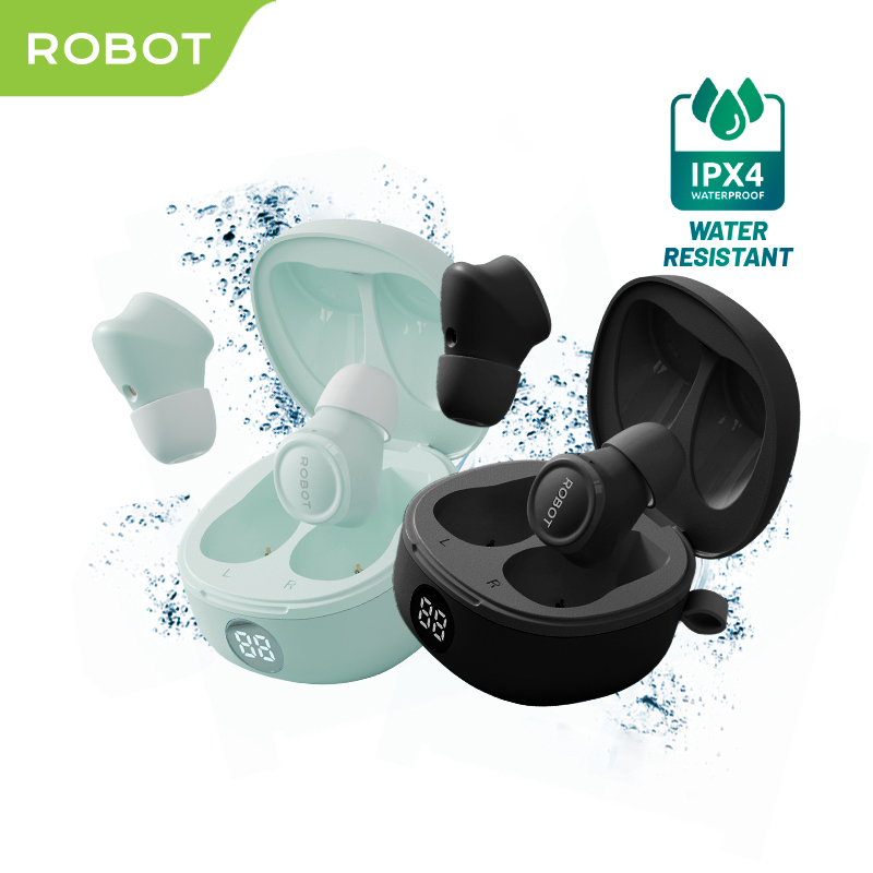 ROBOT TWS True Wireless Bluetooth Earphone Airbuds T80 Water Resistant IPX 4 BT 5.3 - Garansi 1 Tahu