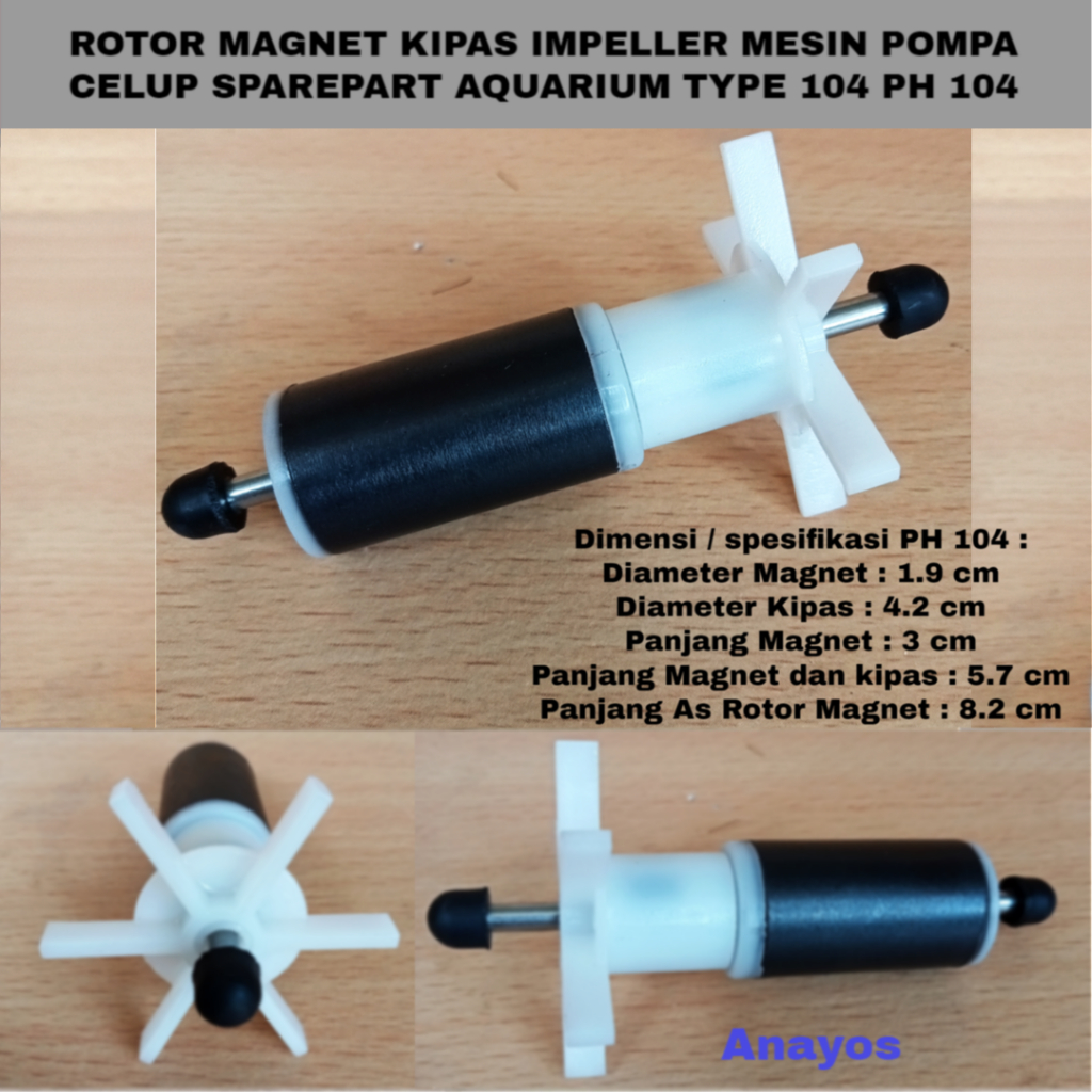 Rotor Magnet Kipas Impeller Sparepart Pompa Celup Aquarium PH 104