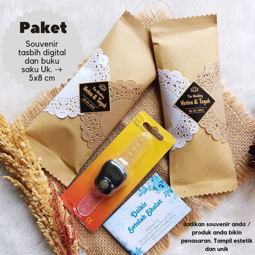 Souvenir tasbih digital kemasan rustic
