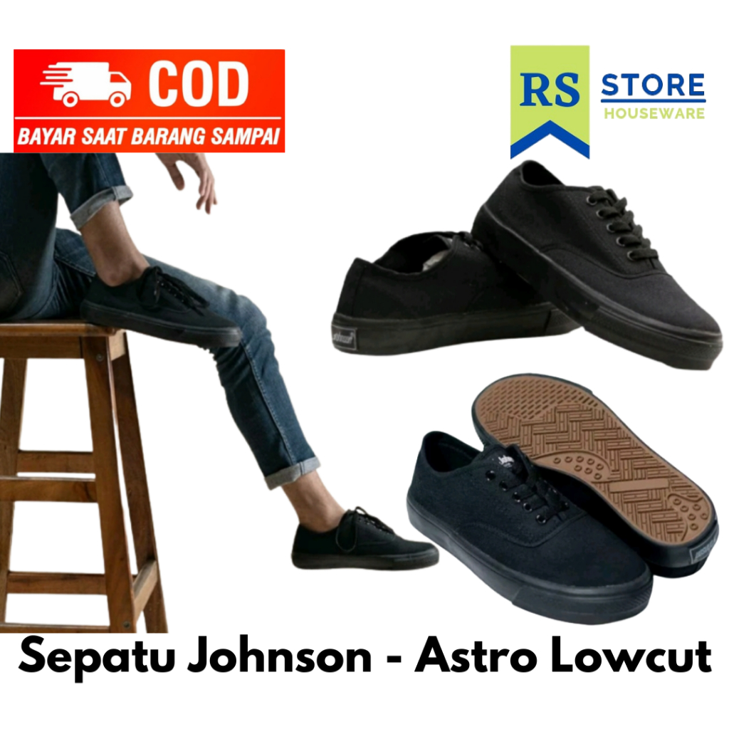 sepatu johnson astro allblack / sepatu jhonson / sepatu jonhson / sepatu jonson original 100%/sepatu