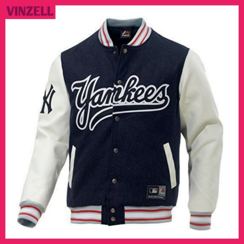 JAKET VARSITY BASEBALL BIGSIZE ( S-6XL ) YANKEES JAKET BISBOL BOMBER KANCING FLEECE UNISEX 6XL 5XL 4
