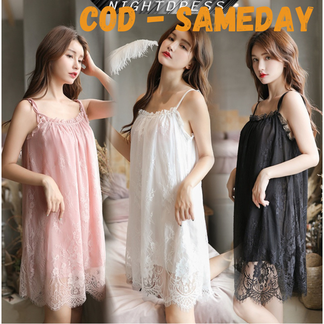 Lingerie Sexy Long Nightdress Baju Tidur Sexy Wanita Simple Korean Version Sweet Lingerie Sexy Dress