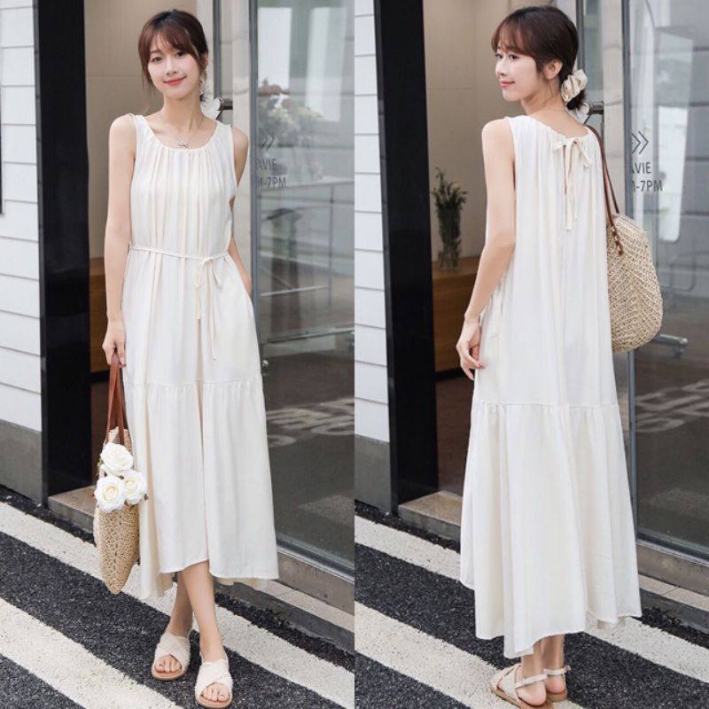 QUEEN SAKURA - Q11368D - LOOSE DRESS WITH BELT PREMIUM IMPORT - DRESS LONGGAR  PANJANG PREMIUM CASUA