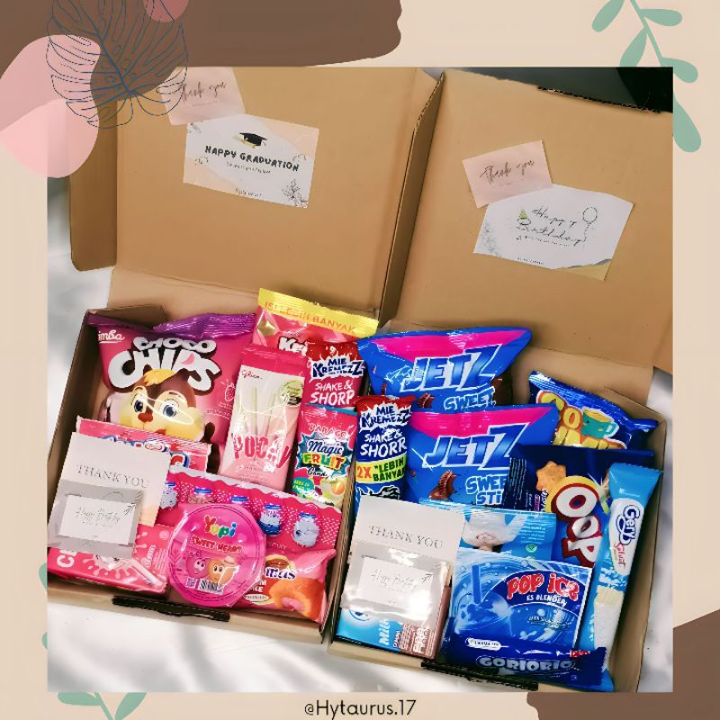 

(10 Snack) Hampers snack box l Hampers makanan l giftbox snaxk l makanan murah l cemilan