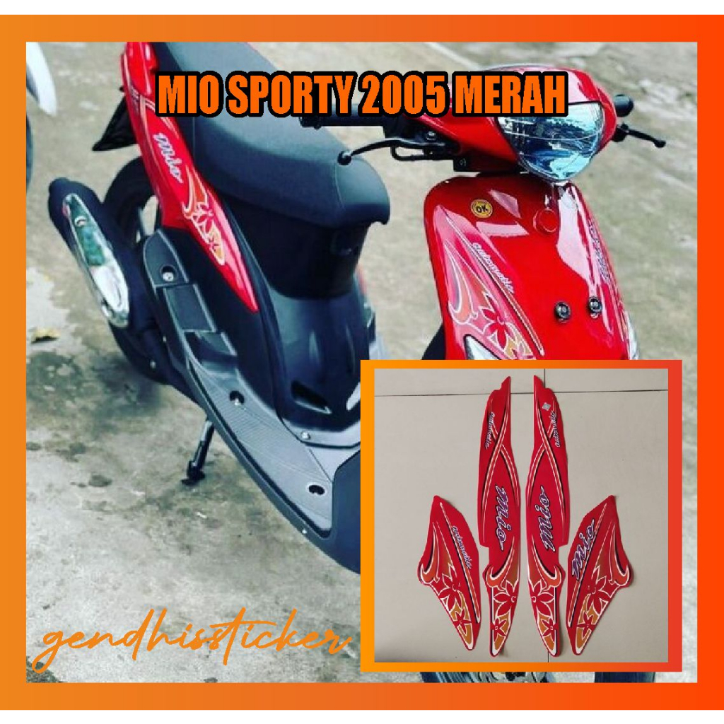 striping motor mio sporty bunga 2005 merah