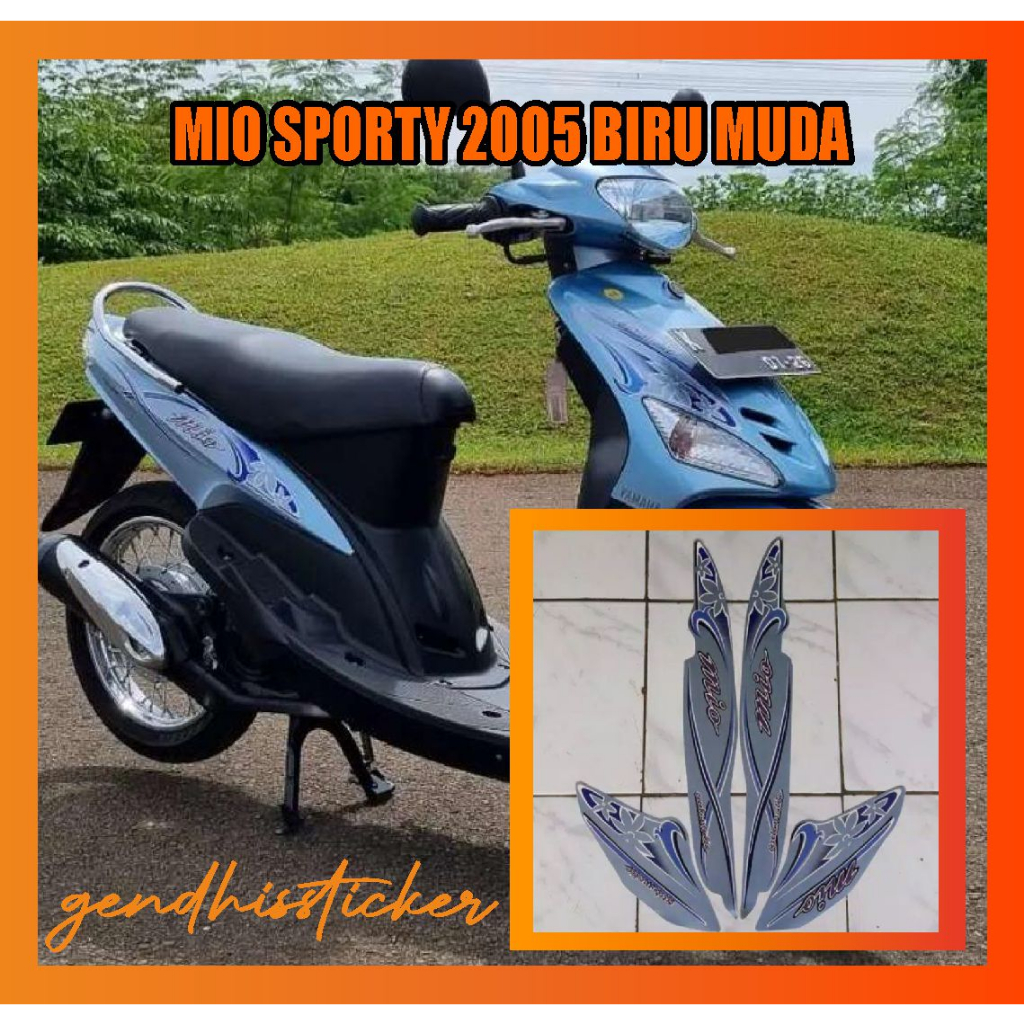 striping motor mio sporty bunga 2005 biru muda
