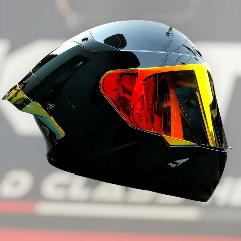 kyt TT course black glossy paket ganteng