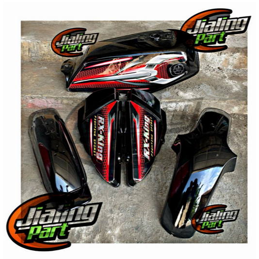 paket set tangki Yamaha RX King hitam set bok aki list RX King set slebor RX King body hitam set RX 