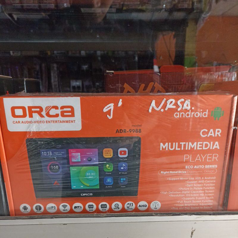 HEAD UNIT ANDROID TV MOBIL 9 INCH ORCA ORIGINAL 100% JAMIN ORI