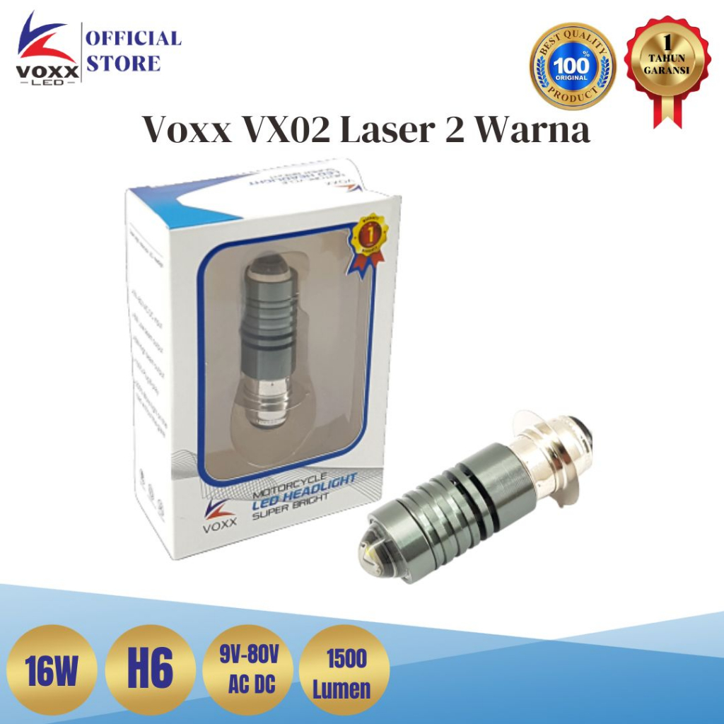 VOXX LED VX02 Lampu Motor Bebek Laser 2 Warna M5 8W+8W H6 Hi-Lo AC DC