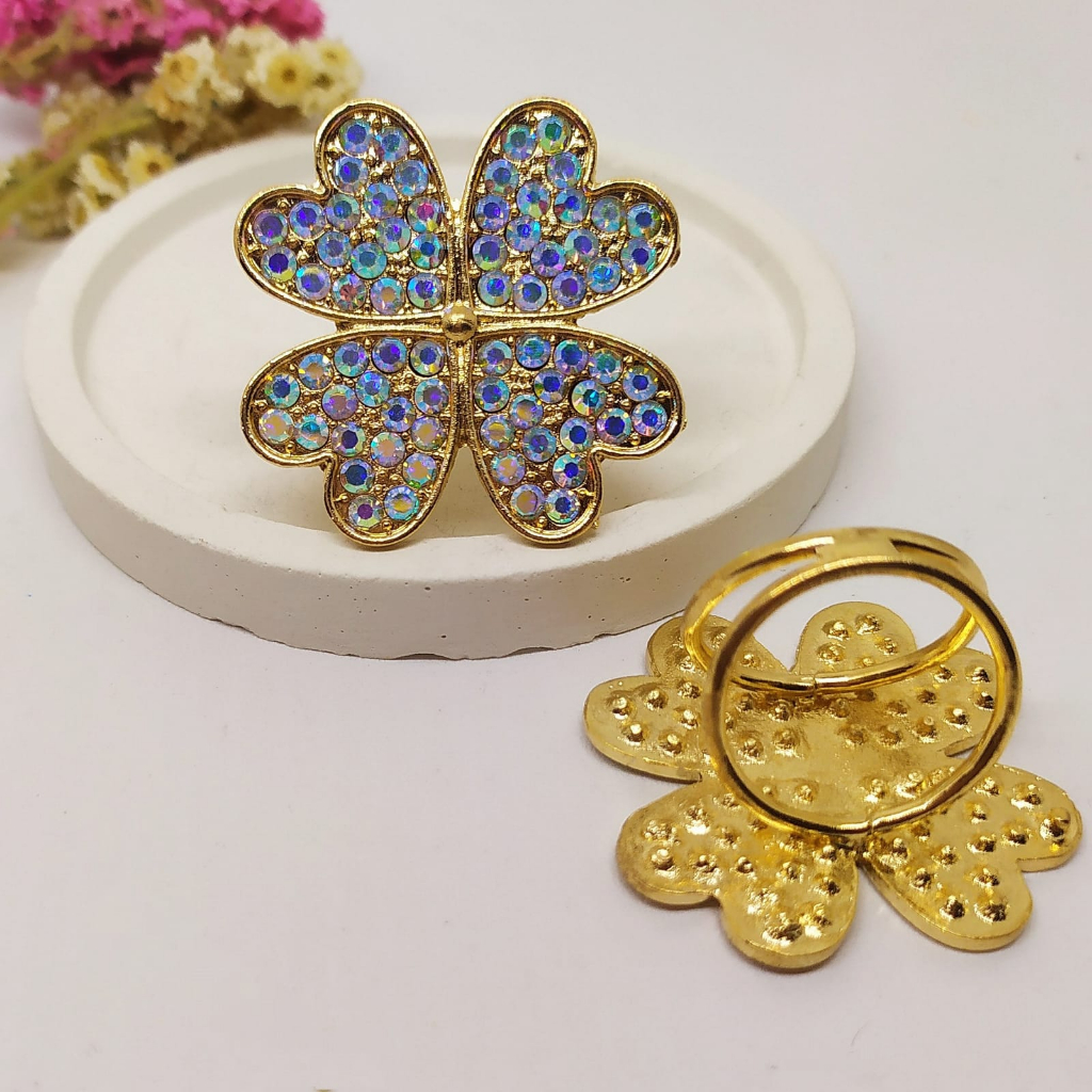Termurah RING hijab /bros hijab/kolong jilbab/aksesoris hijab-Ring Flower Gold
