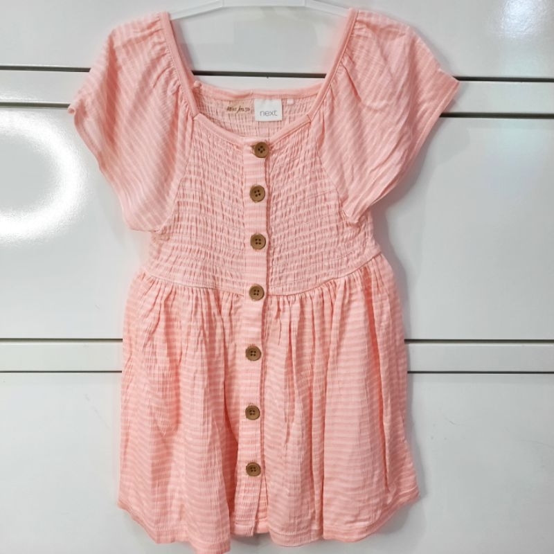 9-12 bulan Preloved Next Smocked Orange Stabilo Dress Original