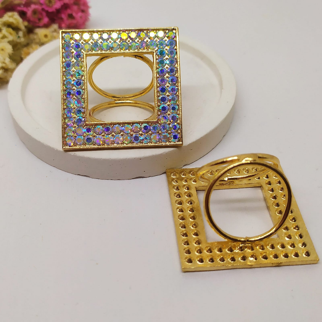 Termurah RING hijab /bros hijab/kolong jilbab/aksesoris hijab-Ring Kotak Gold