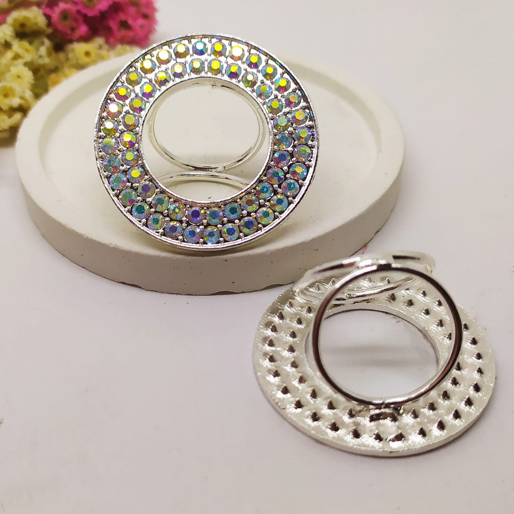 Termurah RING hijab /bros hijab/kolong jilbab/aksesoris hijab-Ring Bulat Silver