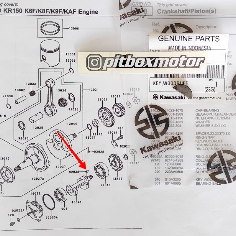 spi kruk as kanan spi balancer spi primer ninja 150 R RR SS KRR ZX ori KGP