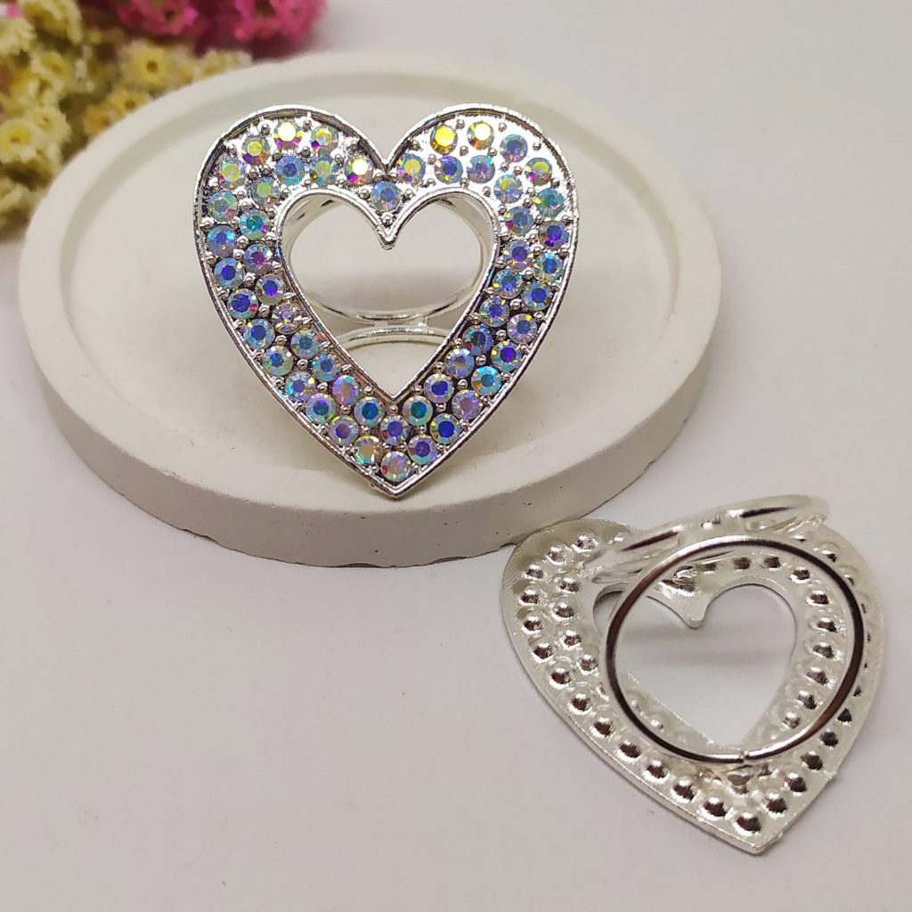 Termurah RING hijab /bros hijab/kolong jilbab/aksesoris hijab-Ring Love Silver