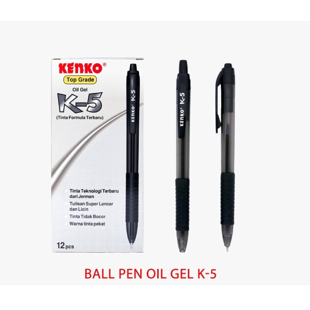 

PULPEN KENKO BALLPOINT PEN CETEK WARNA HITAM K-5 OIL GEL PENA MEKANIK
