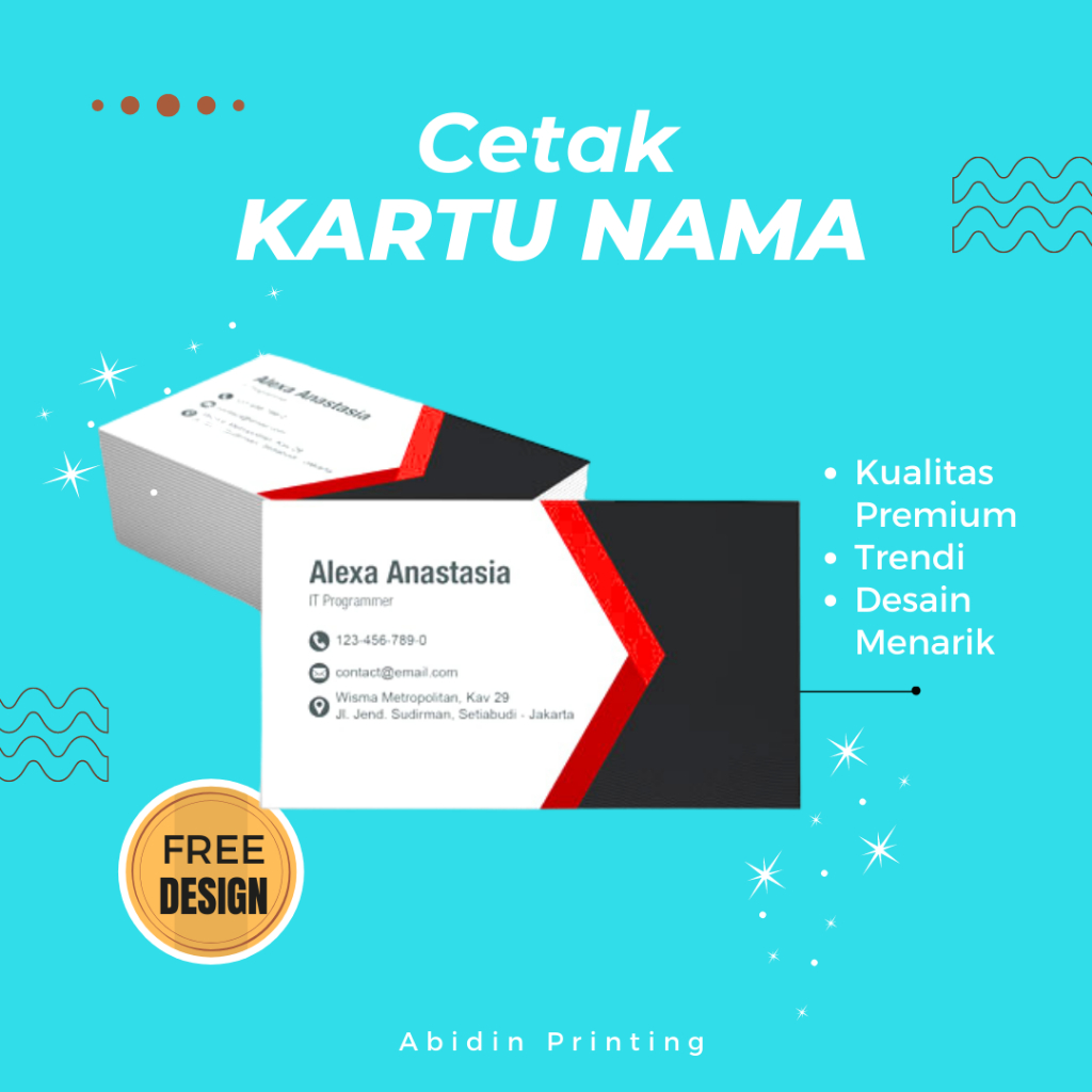 

Kartu Nama AC 230gr 1 sisi / 2 sisi + kOTAK