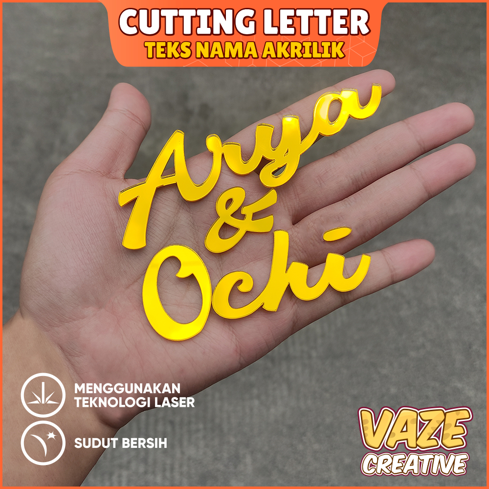 LETTER NAMA AKRILIK MIRROR GOLD CUTTING MIRROR GOLD chipboard akrilik dekorasi mahar rustic nama mah