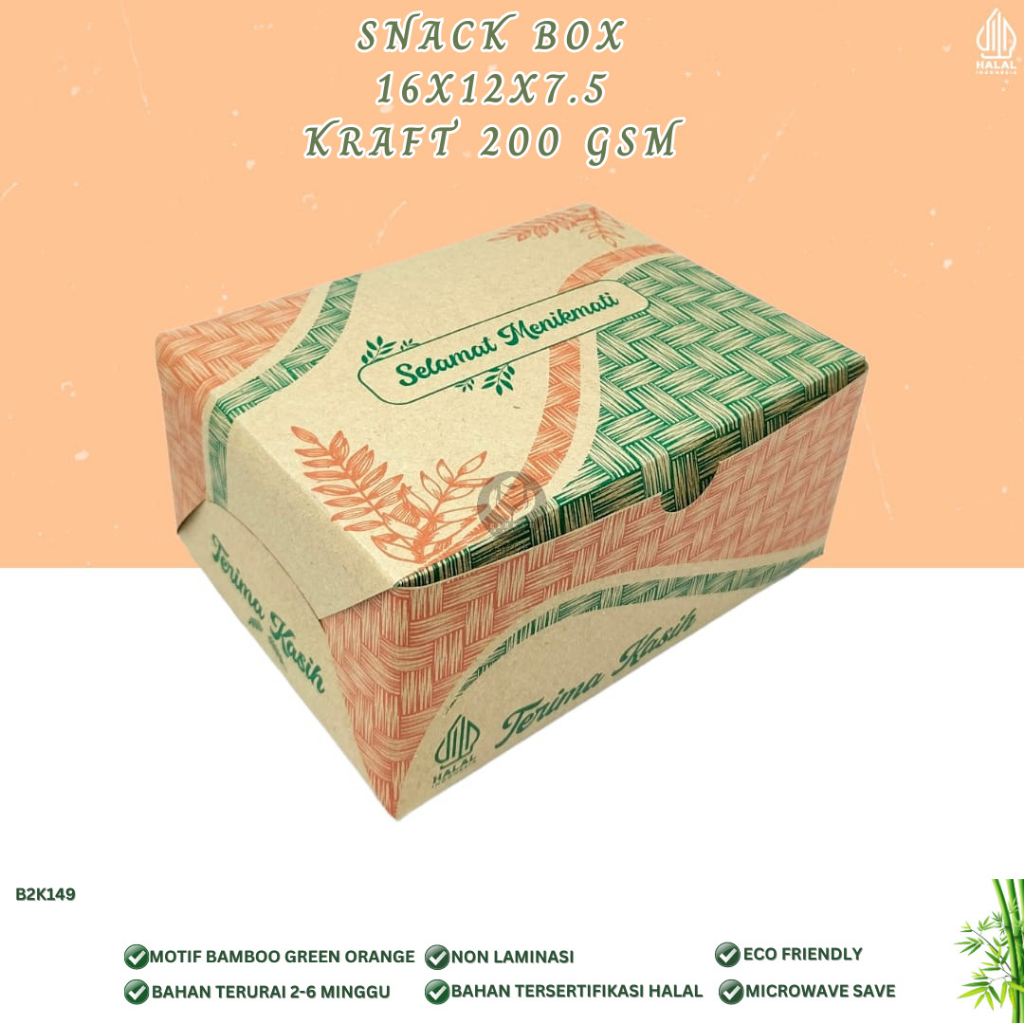 

Box Snack 12x16 Bahan 200 Gsm (B2K149-16X12X7.5 Cm)