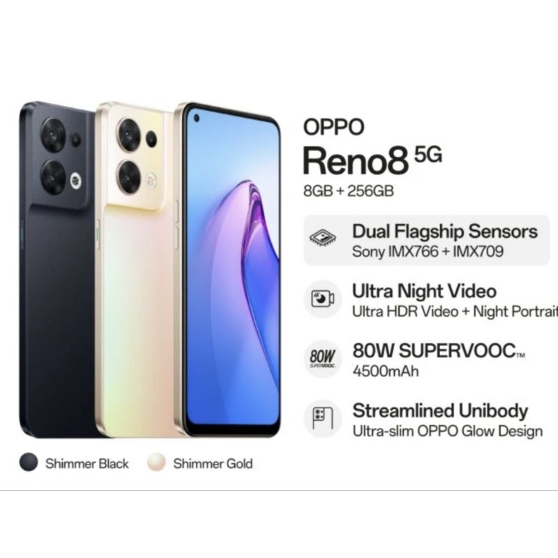 OPPO RENO 8 5G 8/256GB | RENO 8 4G 8/256GB - GRS RESMI OPPO INDONESIA