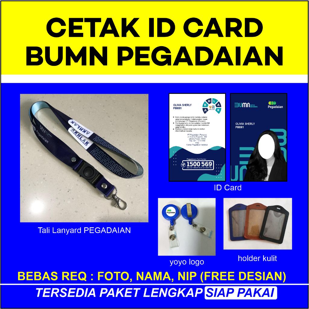 

CETAK ID CARD BUMN Pegadaian FREE DESAIN SIAP PAKAI idcard bumn pegadaian name tag lanyard