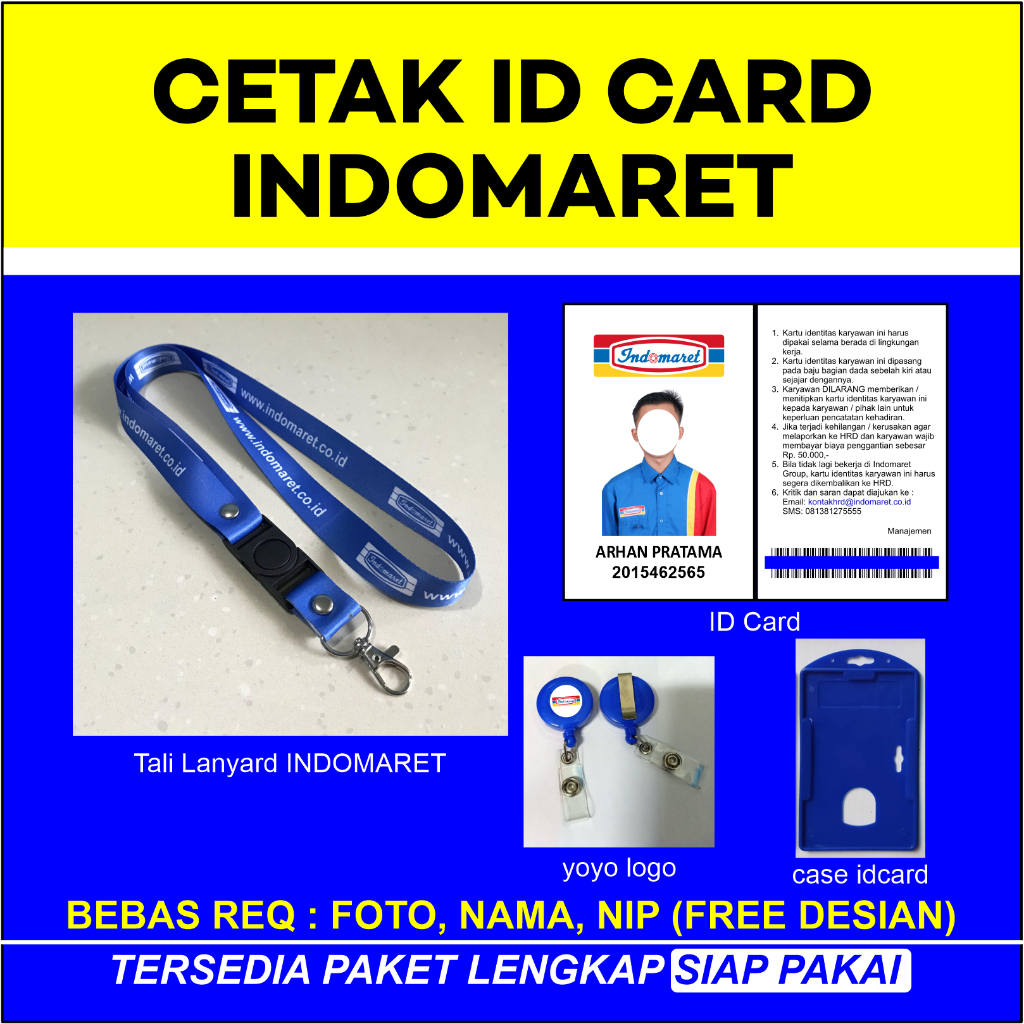 

READY✅ LANYARD IDCARD INDOMARET BISA SATUAN PRINTING MURAH TALI ID CARD INDOMARCO