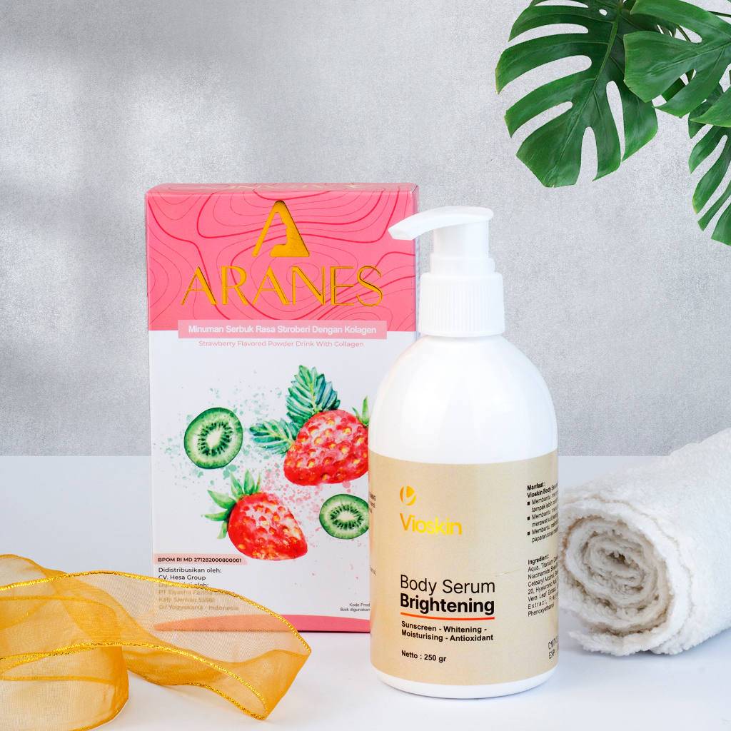 Vioskin body serum dan aranes Kolagen pemutih badan tangan kaki body lotion Ampuh BPOM Original menc