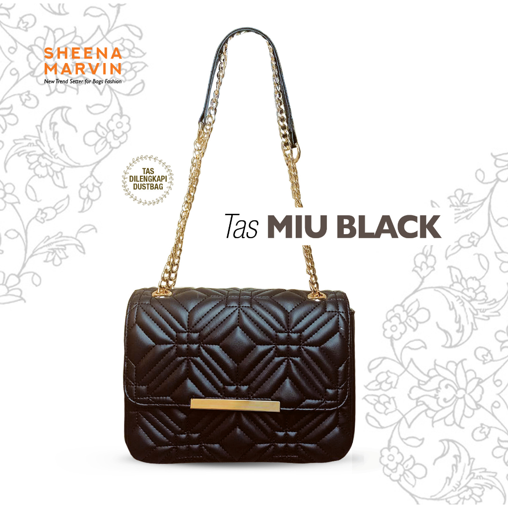 TAS SELEMPANG WANITA IMPORT SHEENA MARVIN MIU BLACK PROMO MURAH