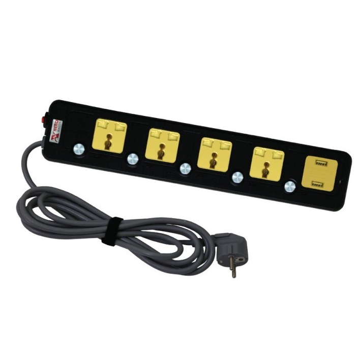 NERO TERMINAL STOP KONTAK + USB THUNDERBOLT P03-5P2USB-B/3M BLACK