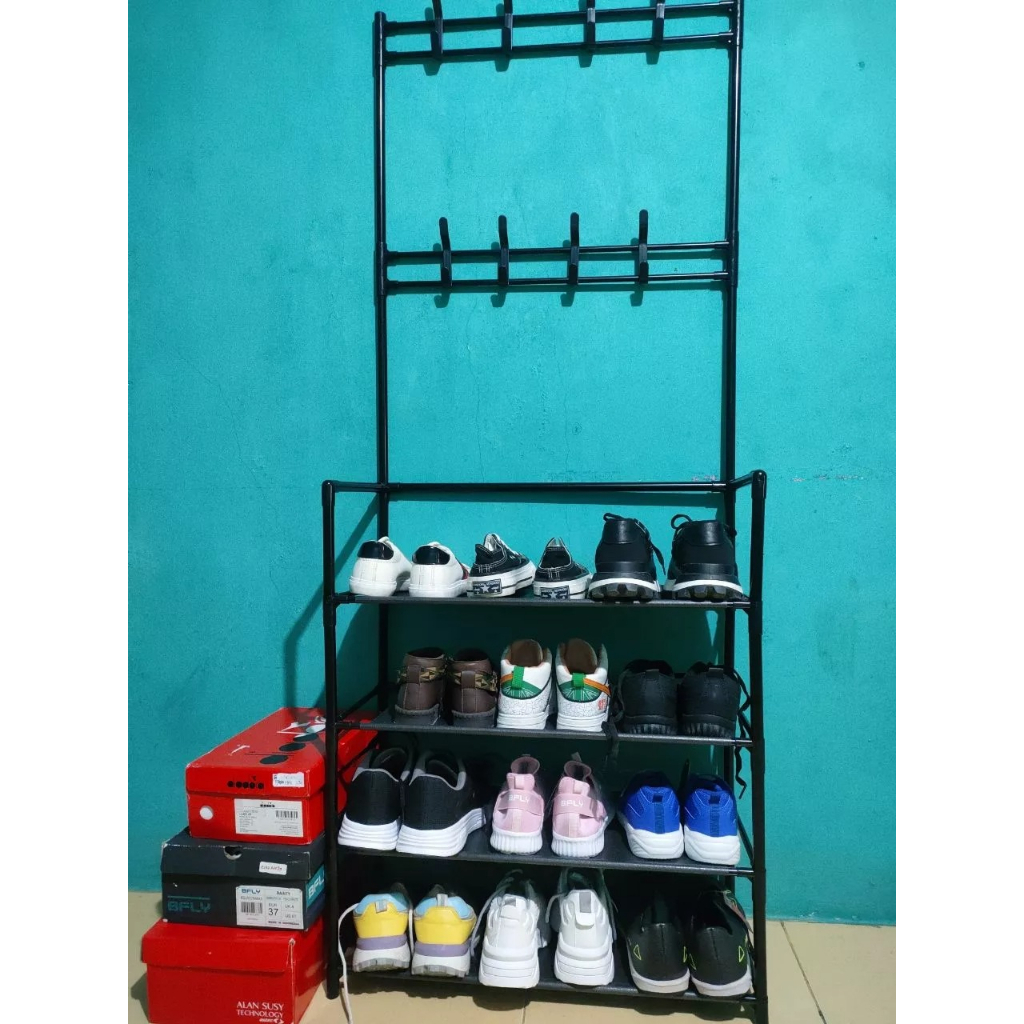 Gratong Rak Gantungan Baju Rak Sepatu Sandal 4 Susun Dan 3 Susun Rak Gantung Besi