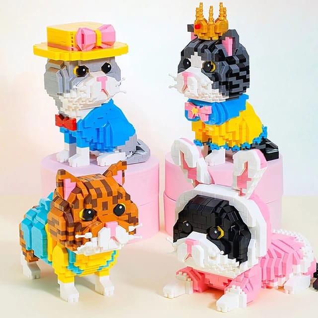 Blok Bangunan Mainan Anak Bricks Karakter Animal Series Kartun Kucing Mini Building Blocks Cat DIY 3