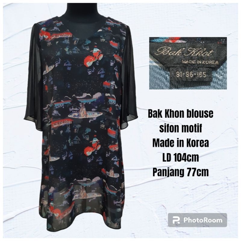 Bak Khon blouse outer wanita sifon motif