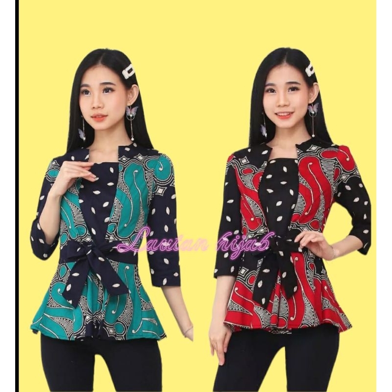 Tunik batik kerja/ blus batik wanita / Atasan batik kekinian / Batik wanita elegan