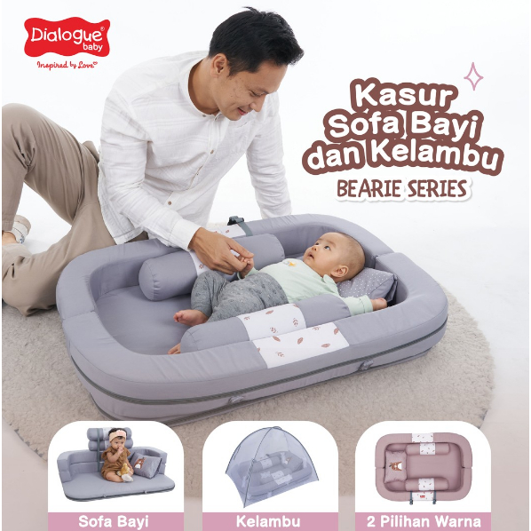 Kasur Bayi / Tempat Tidur Bayi / Sofa Bayi + Kelambu Bantal Guling Bearie Series Dialogue Baby
