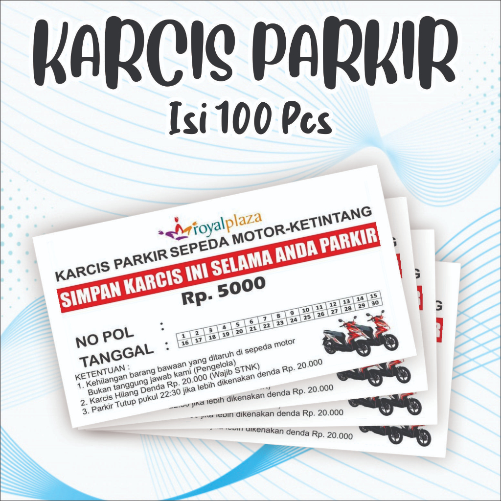 

Karcis Parkir / Kupon Parkir / Tiket Parkir (100 pcs)