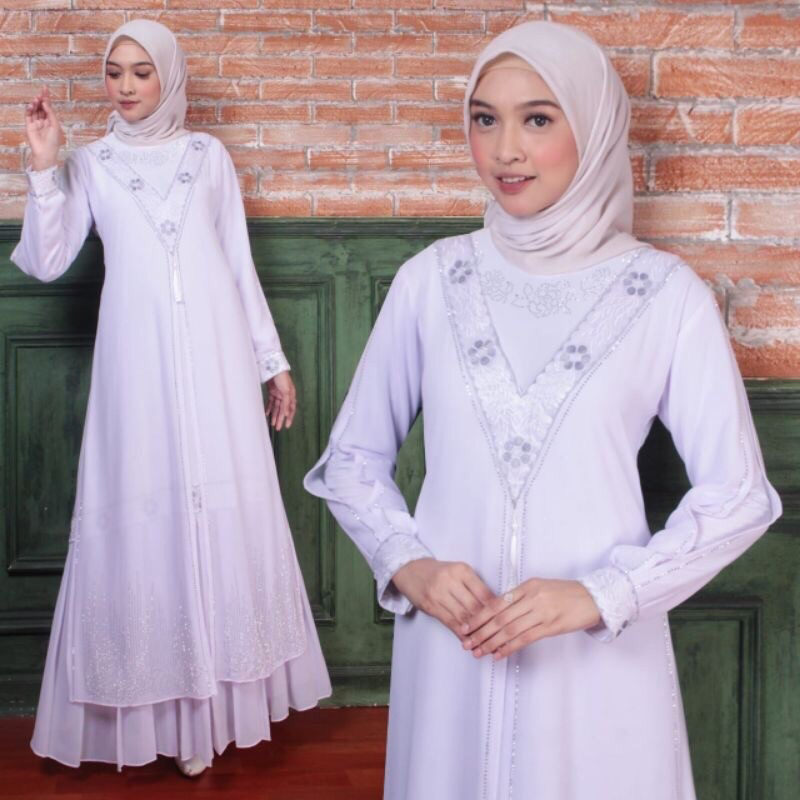 GAMIS ABAYA TURKI MEWAH BORDIR SILVER