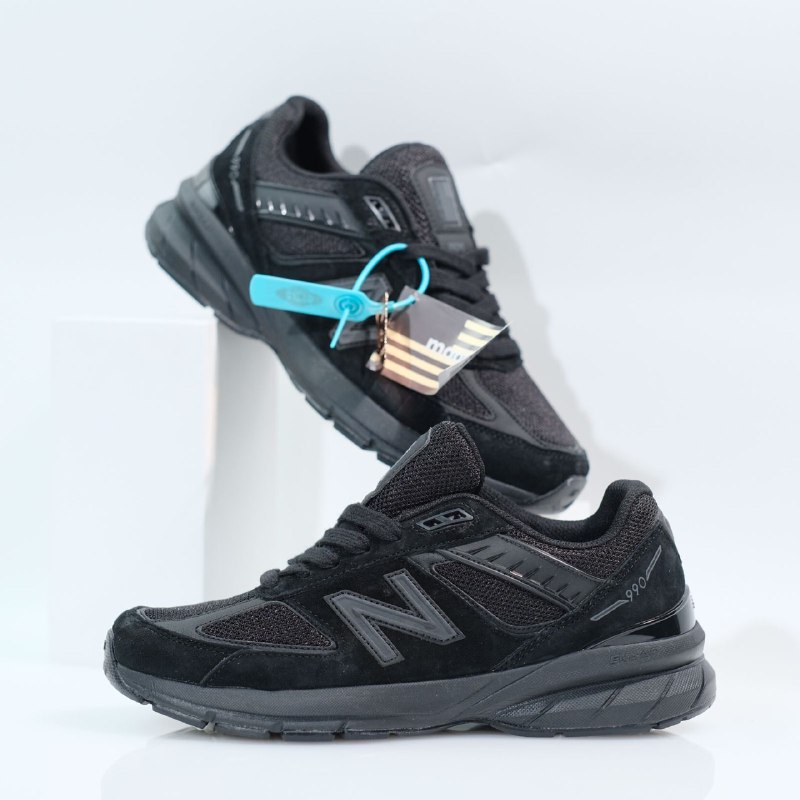 Sepatu New Balance 990v5 Made in USA Triple Black/Sneakers Nb Full Black BNib