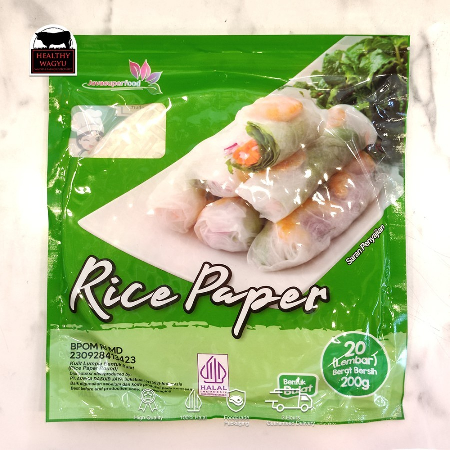 

RB Rice Paper Roll Java Super Food Bulat 20 lembar / Kulit Lumpia HealthyWagyu