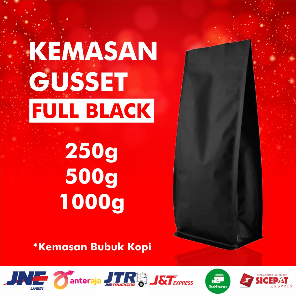 KEMASAN KOPI GUSSET HITAM ALUFOIL 1KG/250g