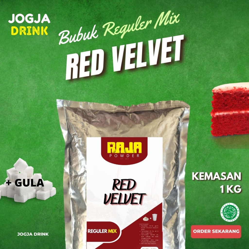 

Bubuk Minuman Rasa Kekinian Red Velvet Powder 1000 gram / 1 Kg Kiloan Reguler Premix Campuran Gula / Plain Original