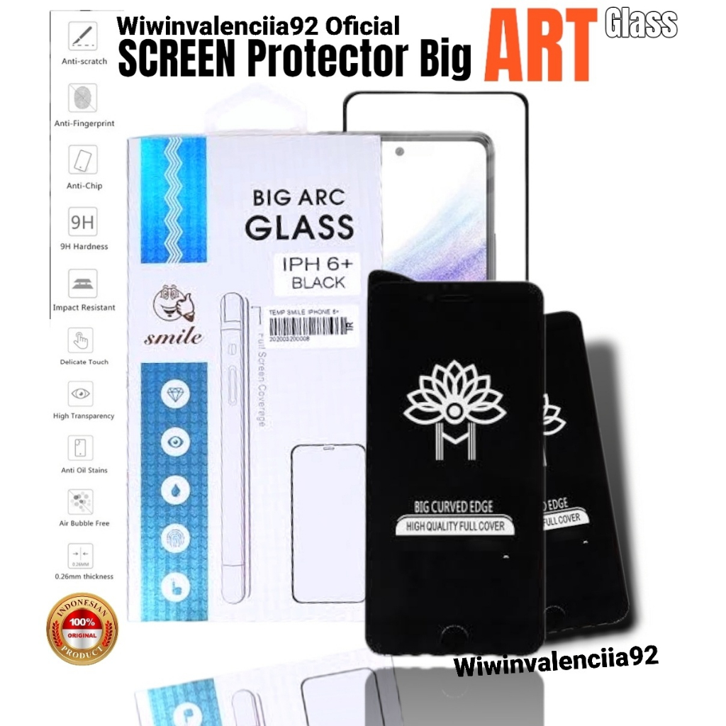 SMILE Screen Protector BIG ART iPhone 11 11Pro 11 Promax 15 X Xs Xr Xsmax 7+ 8+ 6 Plus 6S Tempred Gl