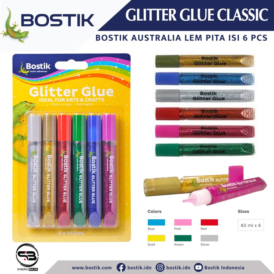 

GLITTER GLUE CLASSIC BOSTIK AUSTRALIA LEM PEREKAT SERBAGUNA ISI 6 PCS