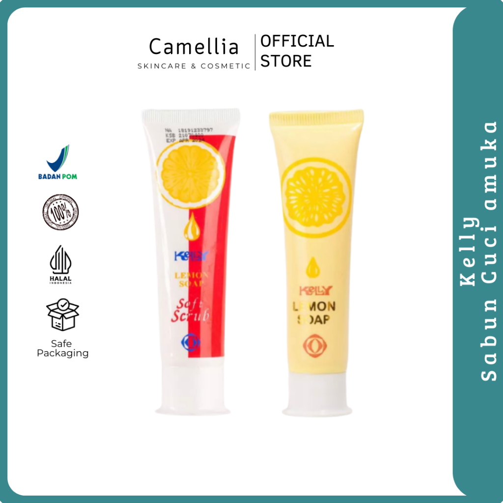 Kelly Lemon Soap (Kuning) - Lemon Soap Soft Scrub (Pink) | Sabun Muka Wajah Kelly