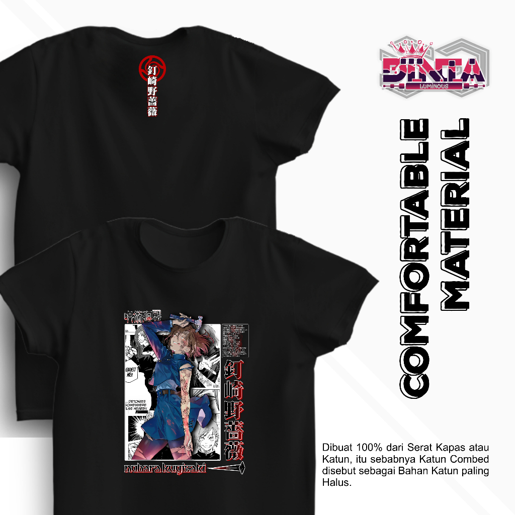 Baju Kaos Distro JJK Jujutsu Kaisen Viral Nobara Kugisaki Nobara Shirt Kaos Distro Pria Wanita Viral