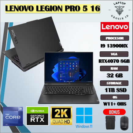 LENOVO LEGION PRO 5 16 I9 13900HX RTX4070 8GB/ 32GB 1TB 16.0WQXGA 240HZ 4ZRGB