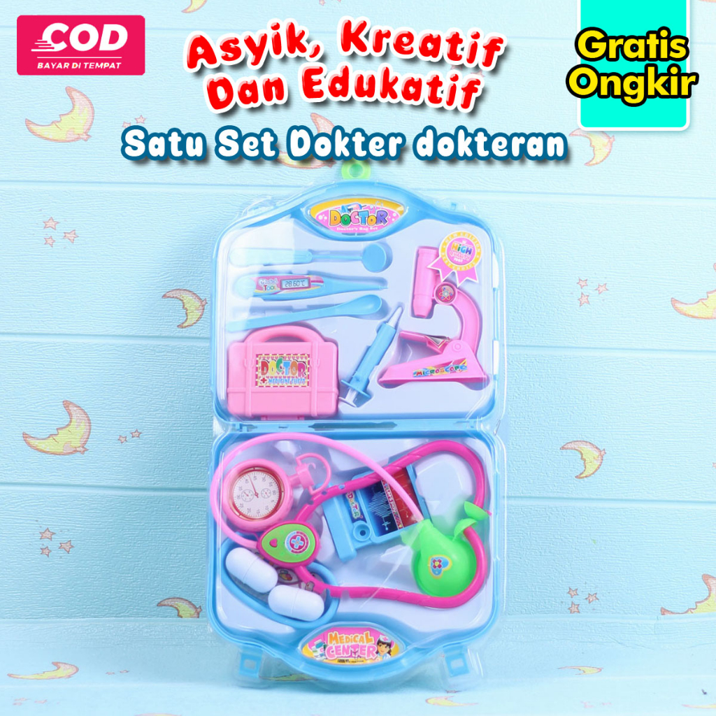 Mainan Kado Ulang Tahun Anak Satu Set Lengkap Peralatan Dokter Dokteran Koper Kemasan Mika Medical C