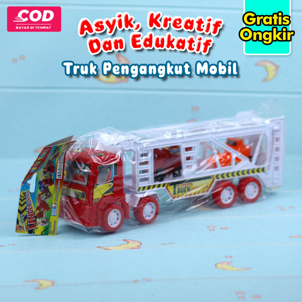 Kado Ultah Truck Anak Cowok Laki Laki Murah Mainan Truk Container Angkut Mobil Mobilan Besar Pengang