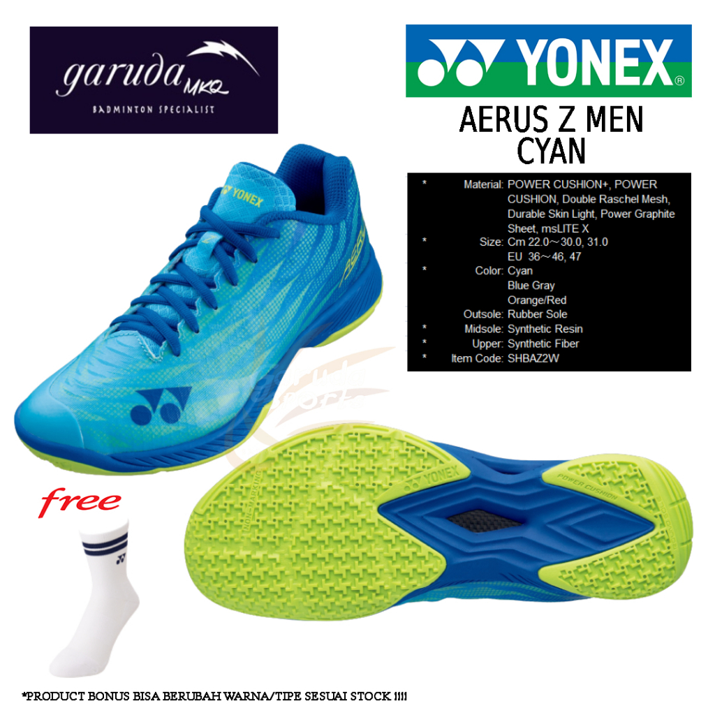 SEPATU BADMINTON YONEX AERUS Z2 / YONEX AERUS Z MEN /  AERUS Z 2 CYAN