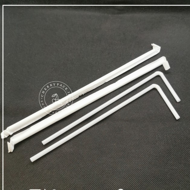 SEDOTAN PLASTIK PUTIH TEKUK KECIL / SEDOTAN BUNGKUS STERIL isi 500pcs